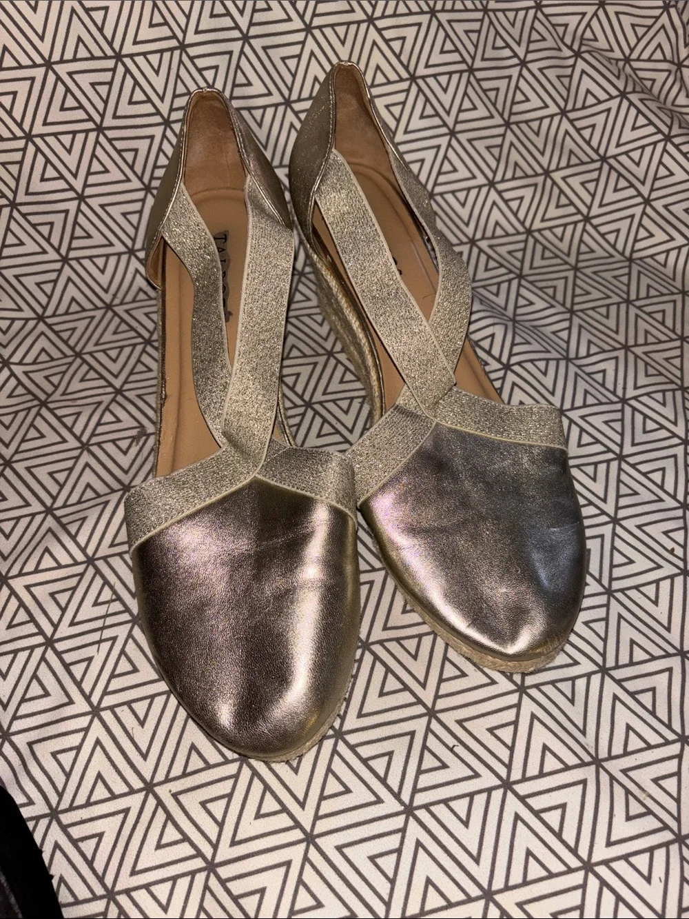 Talbots Metallic Gold Espadrille Wedge Sandals